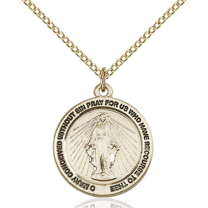 Miraculous Medal Necklace Gold Filled 18"