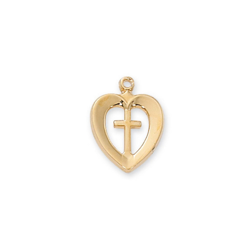 Heart with Cross Medal - Gold over Sterling