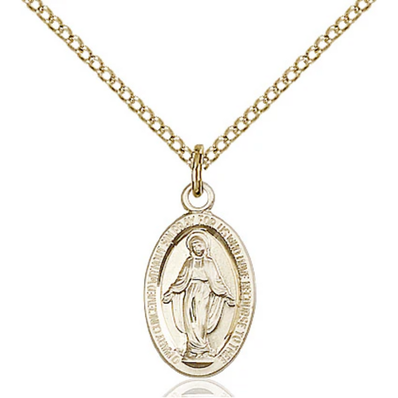 Miraculous Medal Necklace Gold Filled 18"