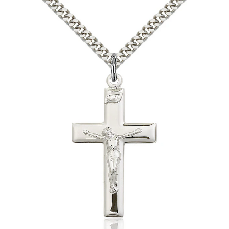 Crucifix Necklace Sterling Silver 24"