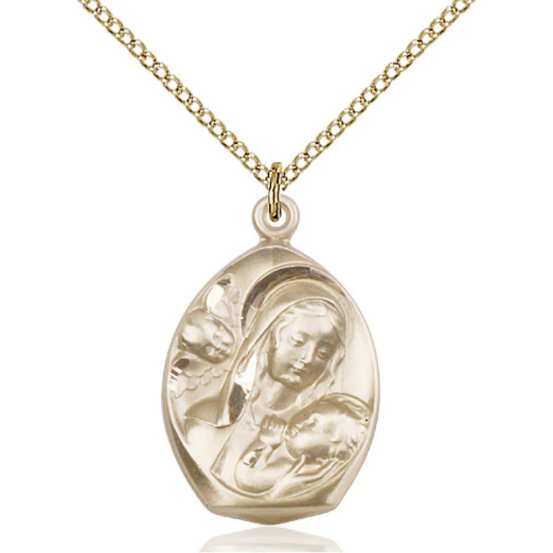 Madonna and Child Necklace Gold Filled 18"