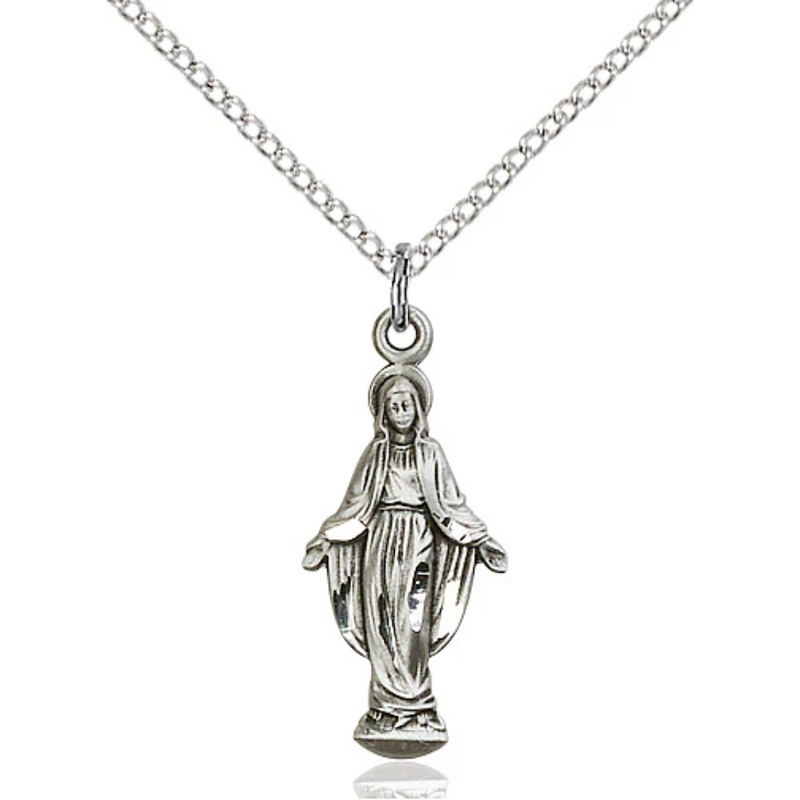 Our Lady of Grace Necklace Sterling Silver 18"