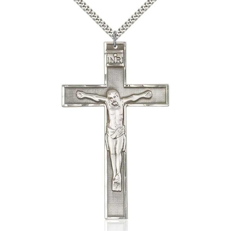 Crucifix Necklace Silver 24"