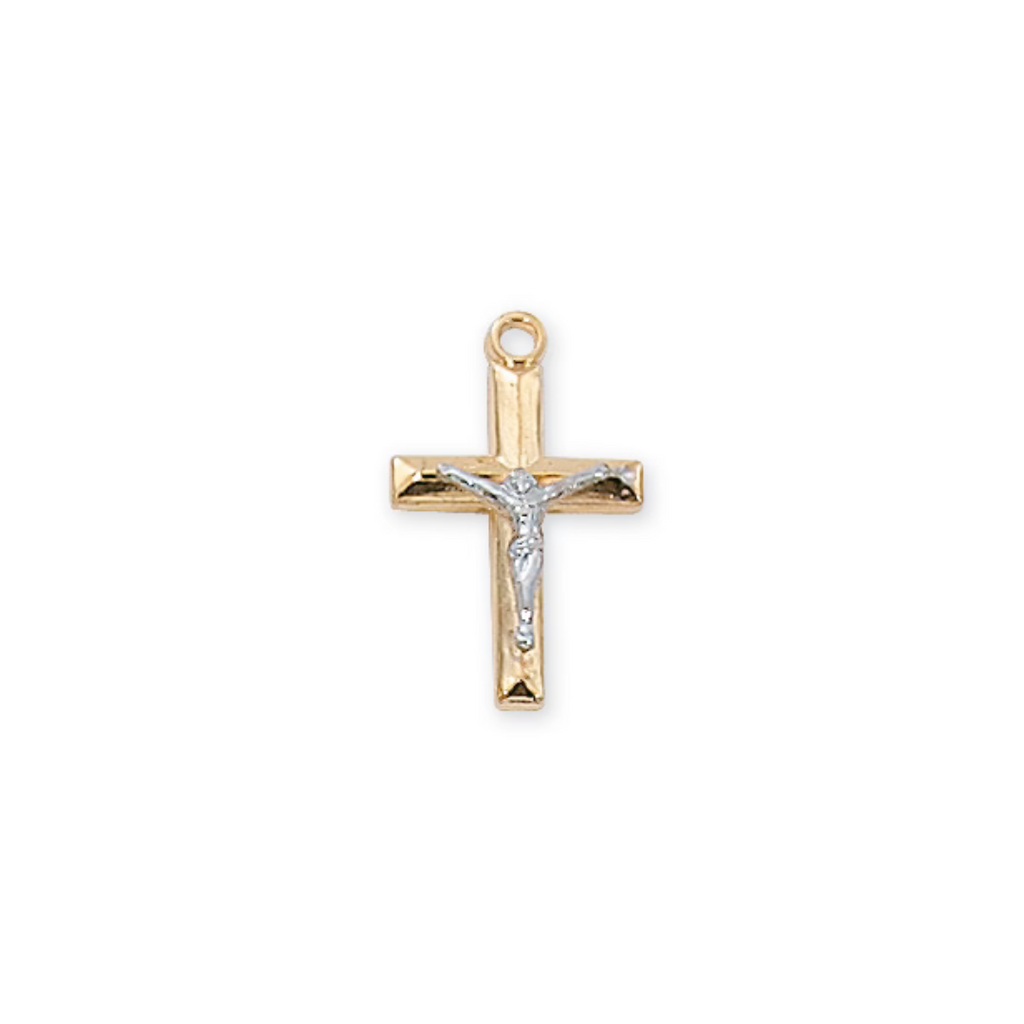 Two-Tone Crucifix Necklace - Gold over Sterling