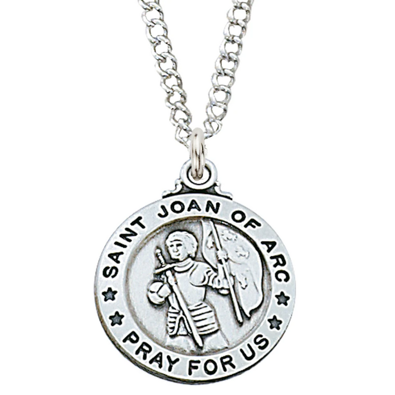 Sterling Silver St. Joan of Arc Medal Necklace – 20 Inch Chain