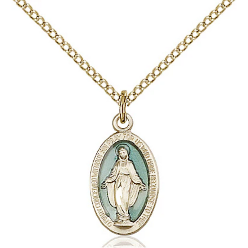 Miraculous Medal Necklace Gold Filled 18"