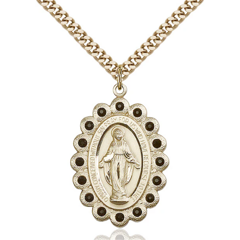 Miraculous Medal Necklace Gold 24"