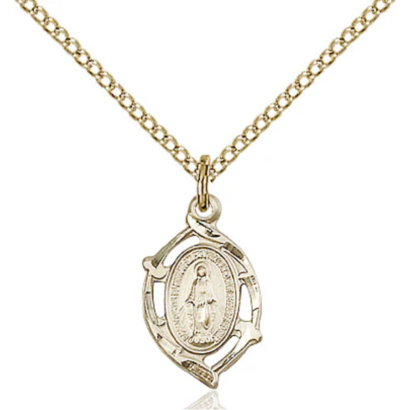 Miraculous Medal Necklace Gold Filled 18"