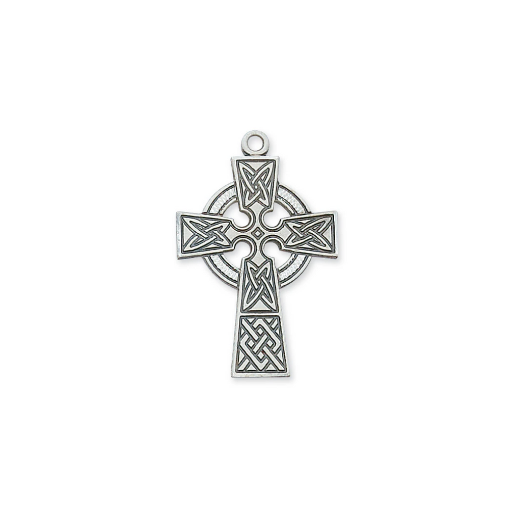 Celtic Cross Necklace - Sterling Silver 24"