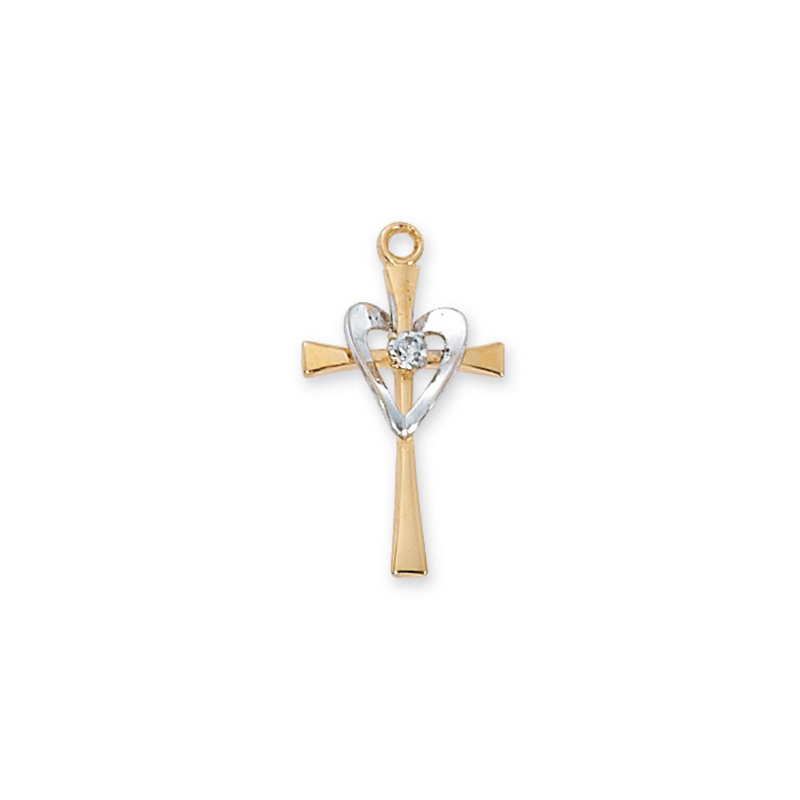 Cross Two Tone Pendant on 18" Chain