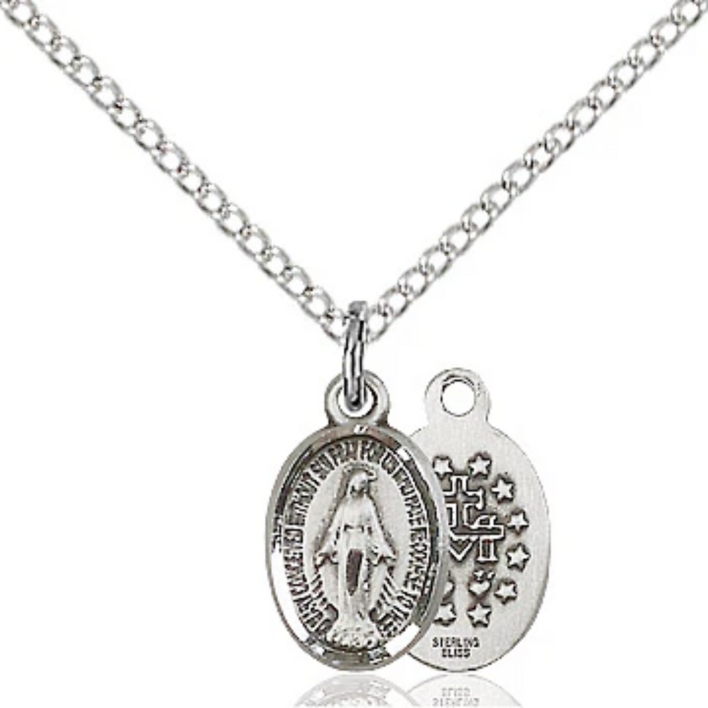 Miraculous Medal Sterling Silver 18"