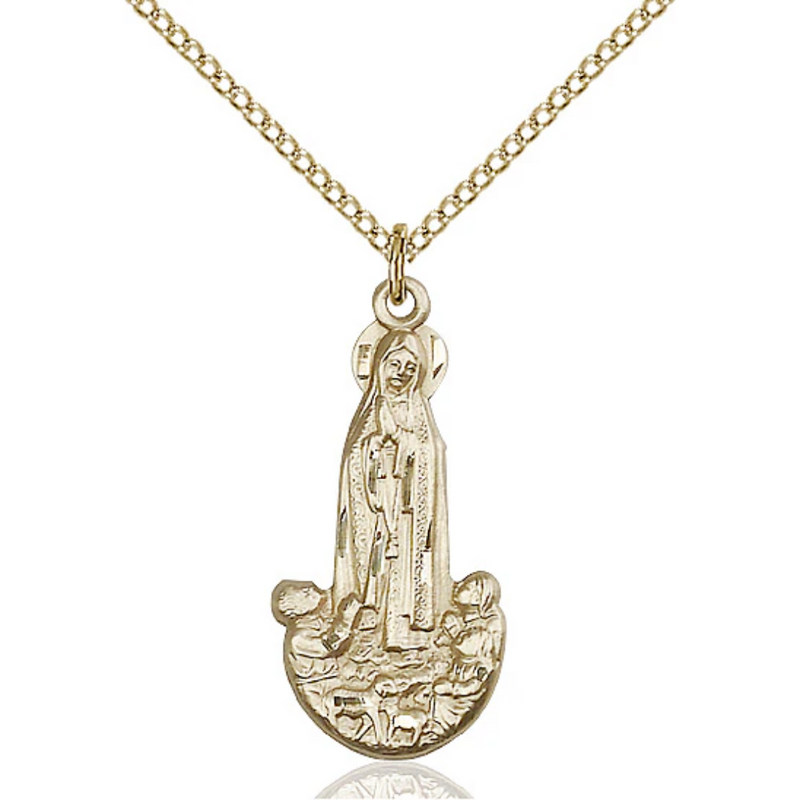 Our Lady of Fatima Necklace Gold Filled 18"