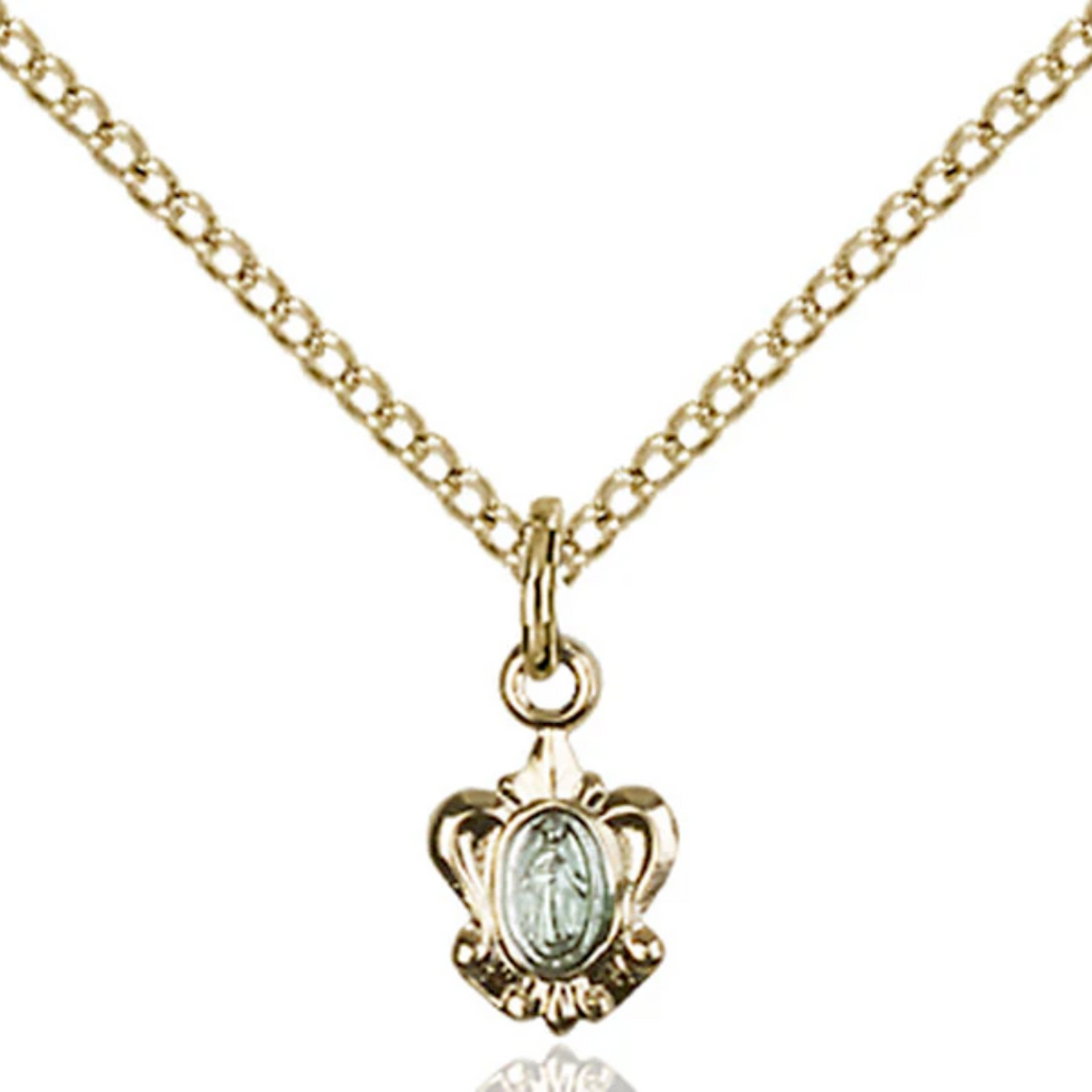 Miraculous Medal Gold Plated Sterling 18"