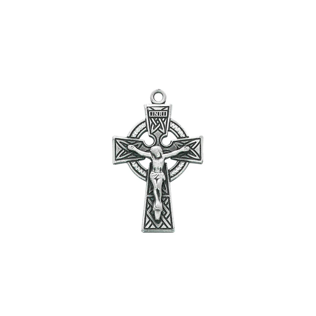 Celtic Crucifix Necklace - Sterling Silver 24"