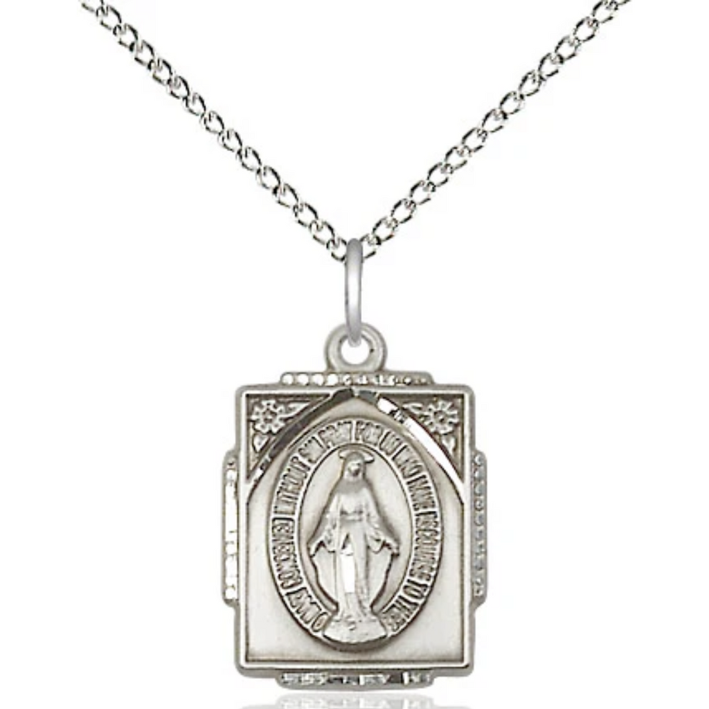 Miraculous Medal Sterling Silver 18"