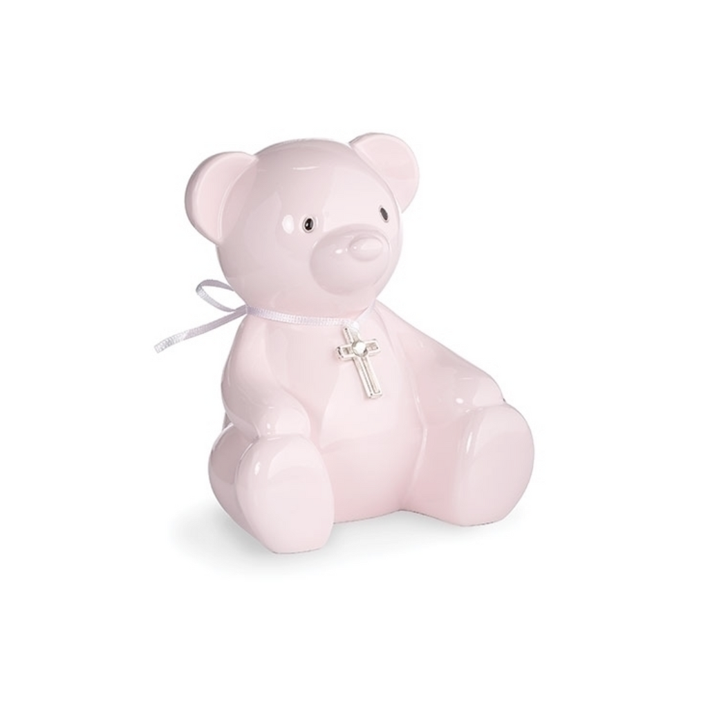 Bear Piggy Bank in Pastel Pink 4.25"
