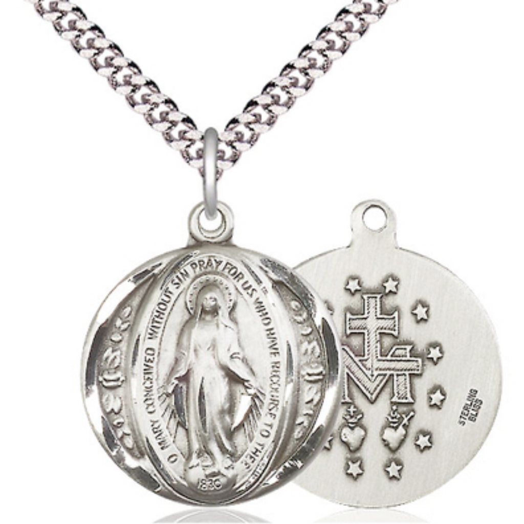 Miraculous Medal Sterling Silver 24"