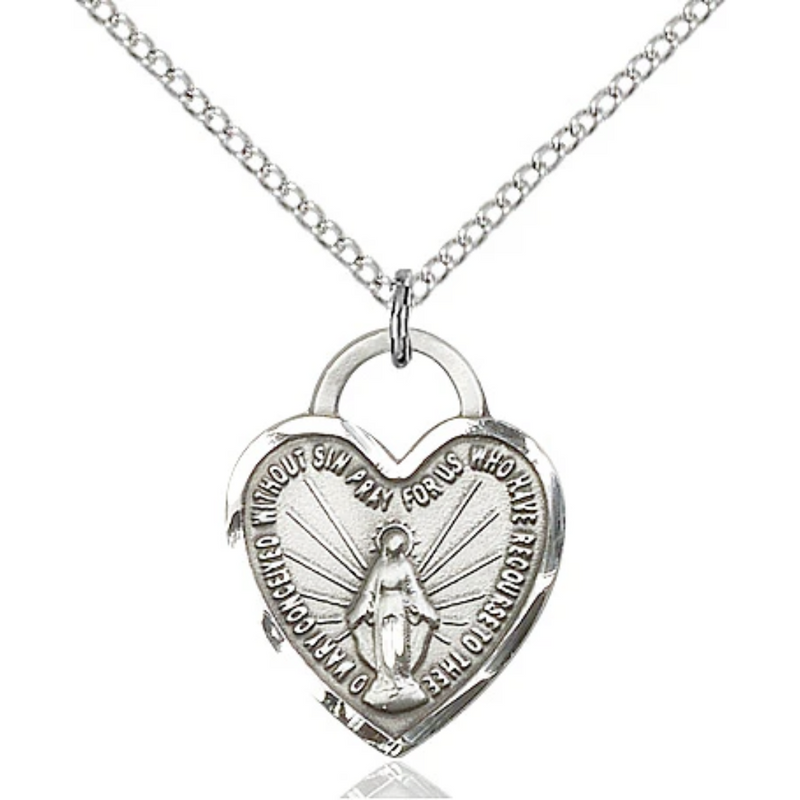 Miraculous Medal Necklace Sterling Silver 18"