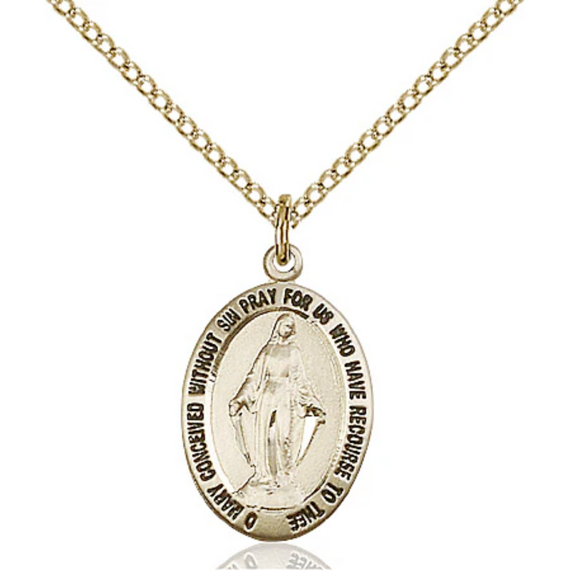 Miraculous Medal Necklace Gold Filled 18"