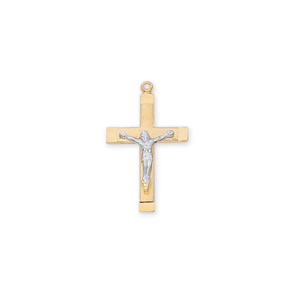 Two-Tone Crucifix Necklace - Gold over Sterling