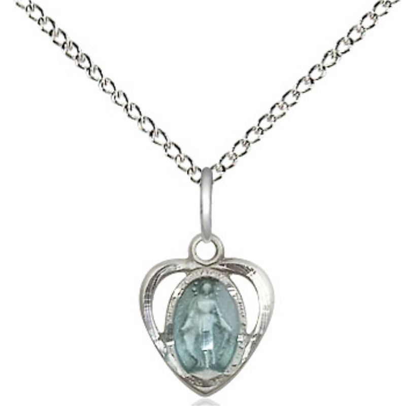Miraculous Medal Necklace Sterling Silver 18"