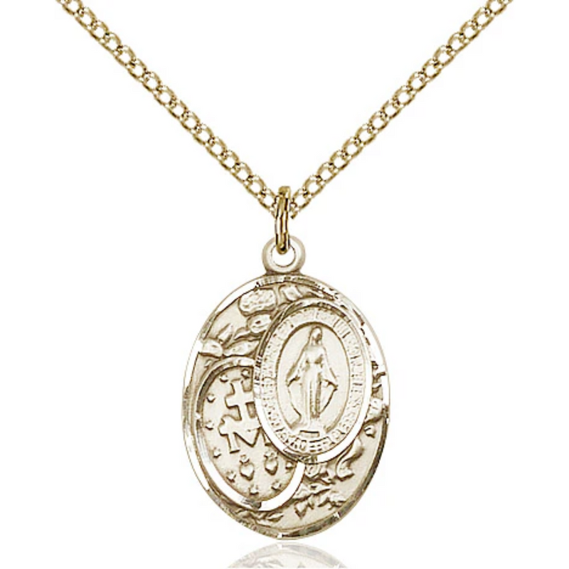 Miraculous Medal Necklace Gold Filled 18"