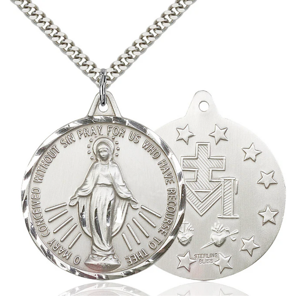 Miraculous Medal Sterling Silver 24"