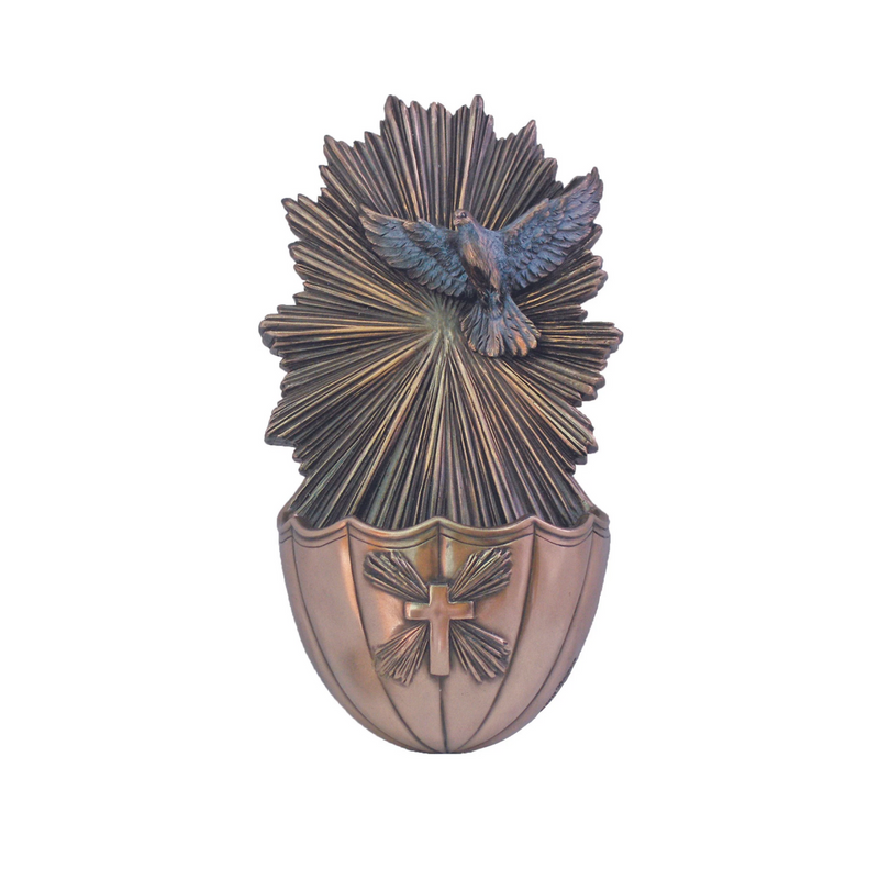 Holy Spirit Bronze Holy Water Font | 6" | Veronese Collection