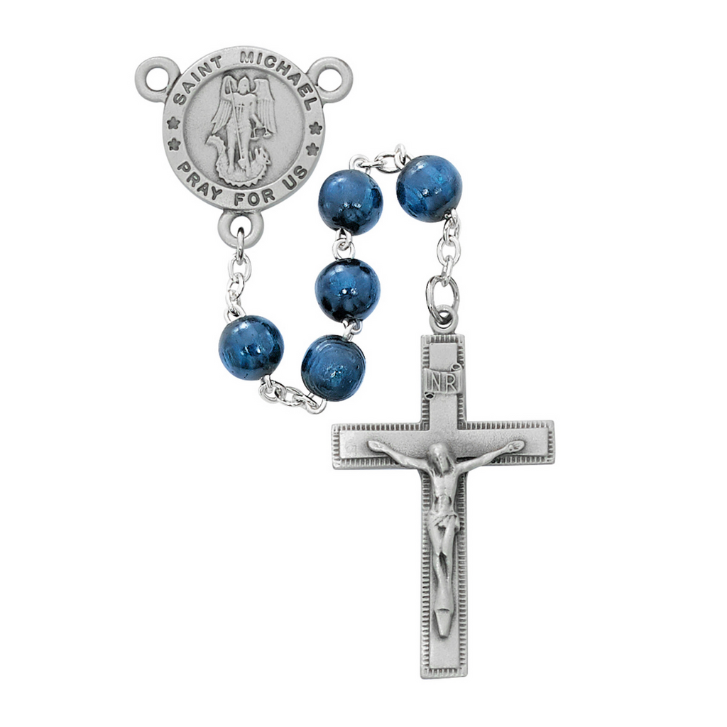 Michael Rosary - 8mm Blue St. Michael Rosary, Boxed