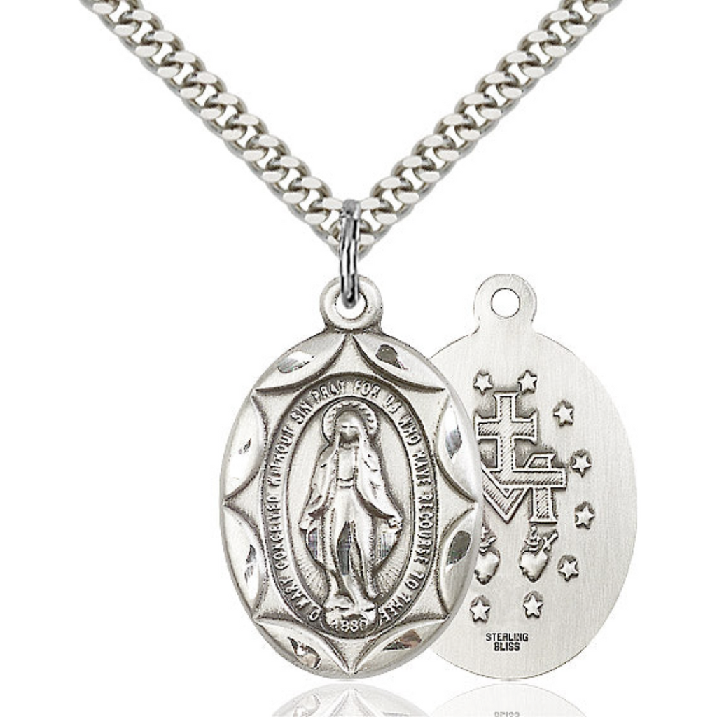 Miraculous Medal Sterling Silver 24"
