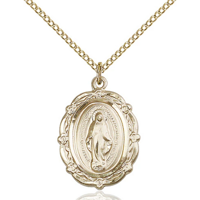 Miraculous Medal Necklace Gold Filled 18"
