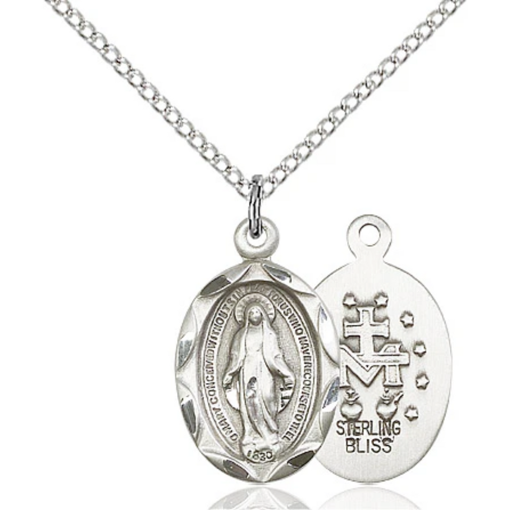 Miraculous Medal Sterling Silver 18"