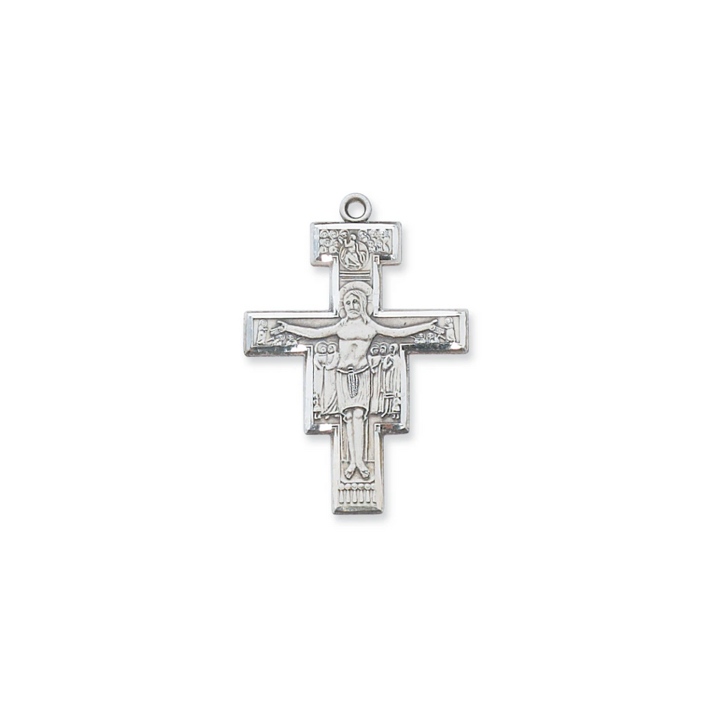 San Damiano Crucifix Necklace - Sterling Silver 20"