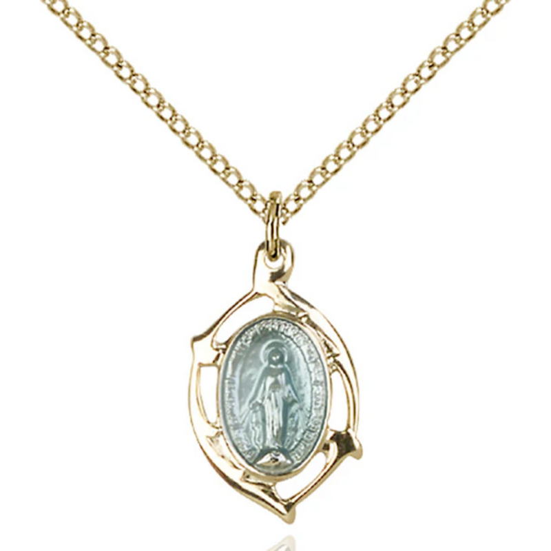 Miraculous Medal Necklace Gold Plated 18"