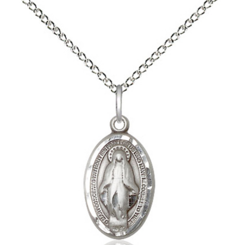 Miraculous Medal Sterling Silver 18"