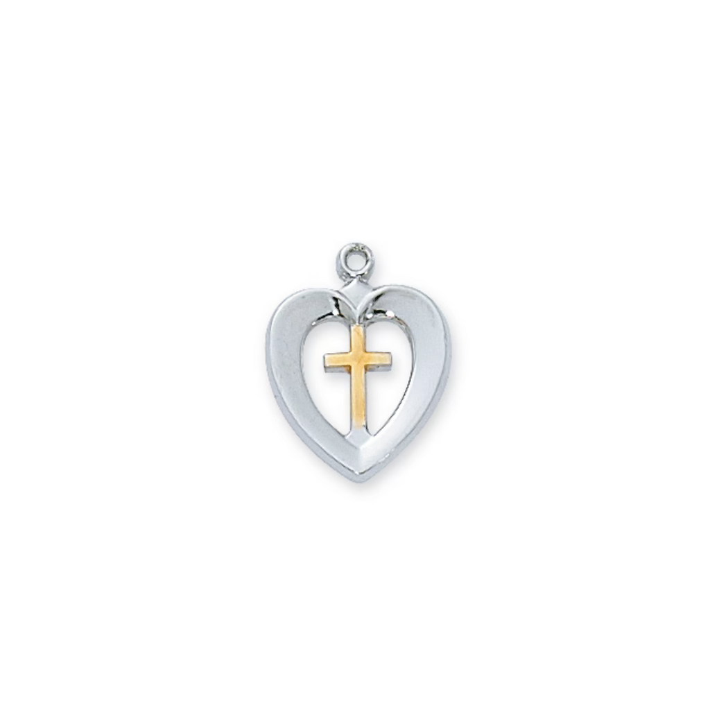Heart and Cross Necklace - Sterling Silver