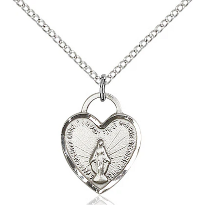 Miraculous Medal Necklace Sterling Silver 18"