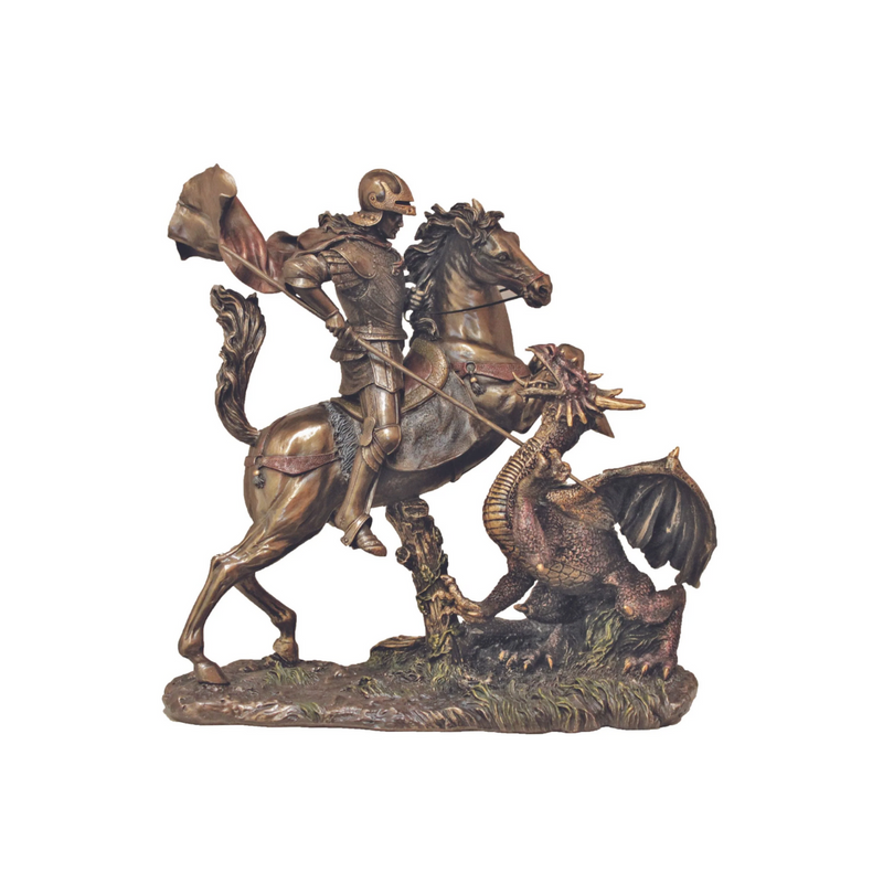 St. George the Dragon Slayer Bronze Statue | 10.5" | Veronese Collection