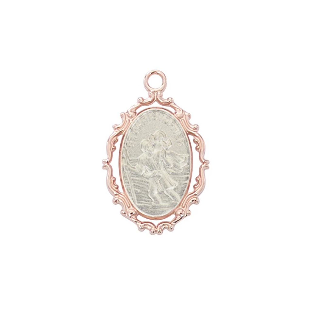 Christopher - St Christopher Medal - Rose-Gold over Sterling