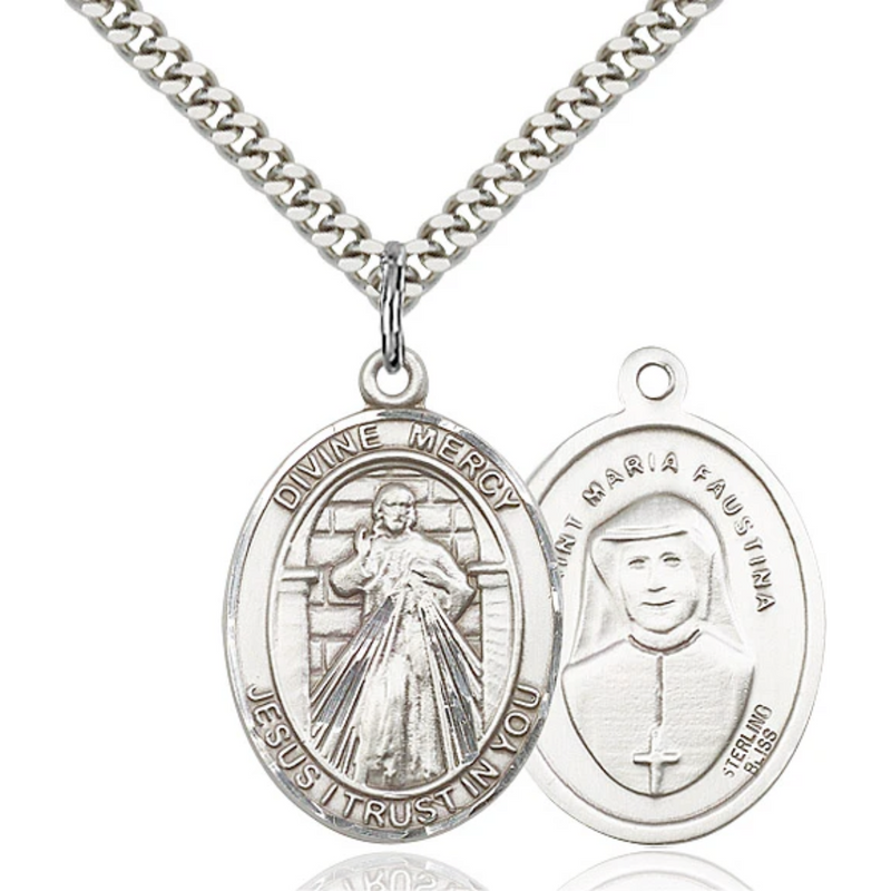 Divine Mercy Medal - Sterling Silver