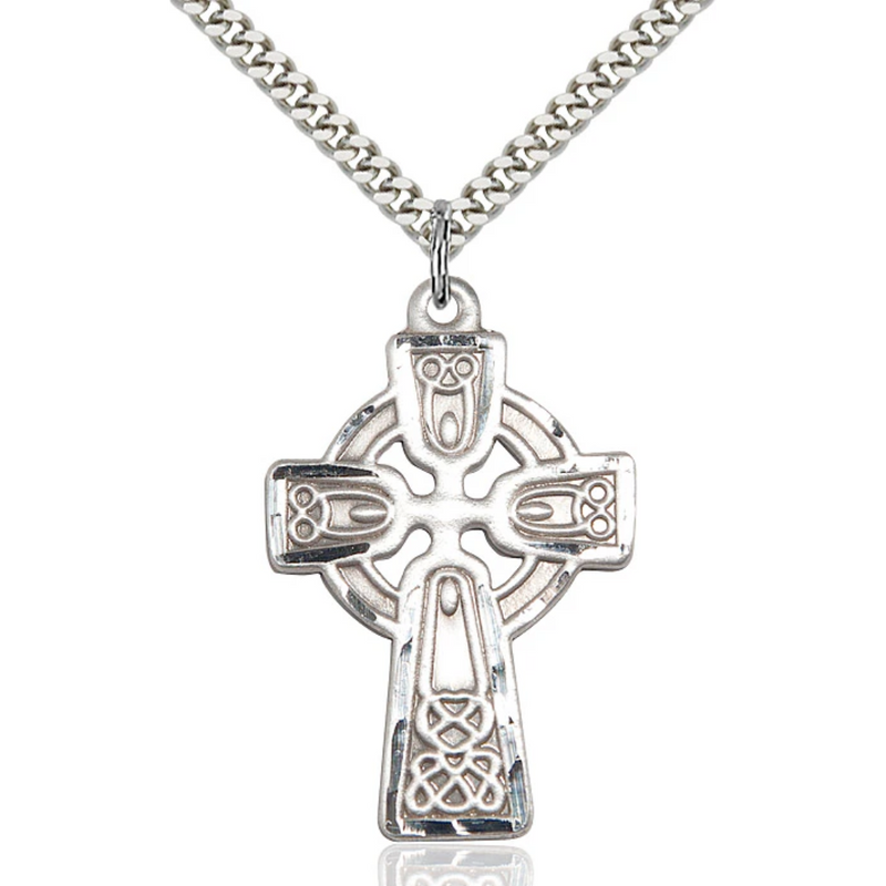 Celtic Cross Necklace Sterling Silver 24"