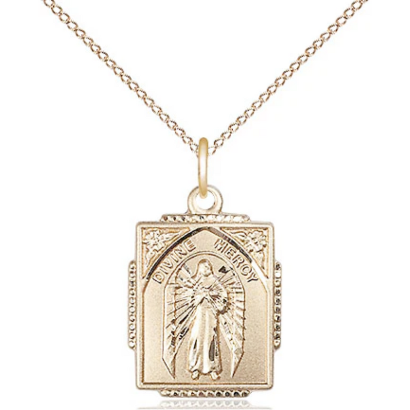 Divine Mercy Necklace Gold Filled 18"