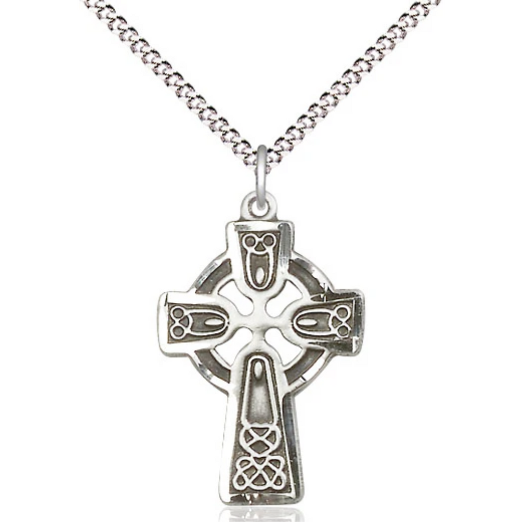 Sterling Silver Celtic Cross Necklace 18"