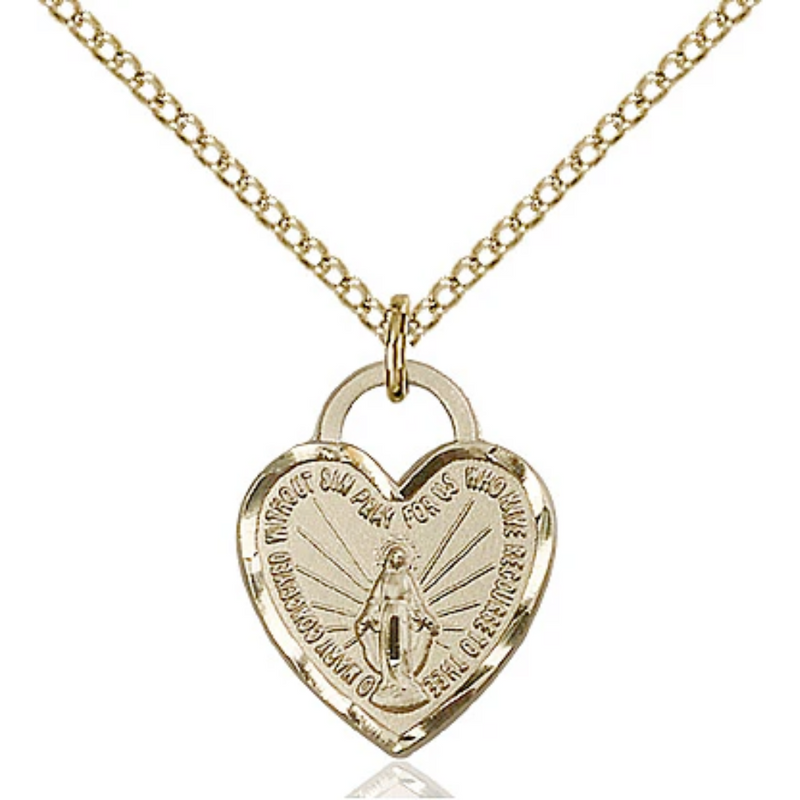 Miraculous Medal Necklace Gold Filled 18"