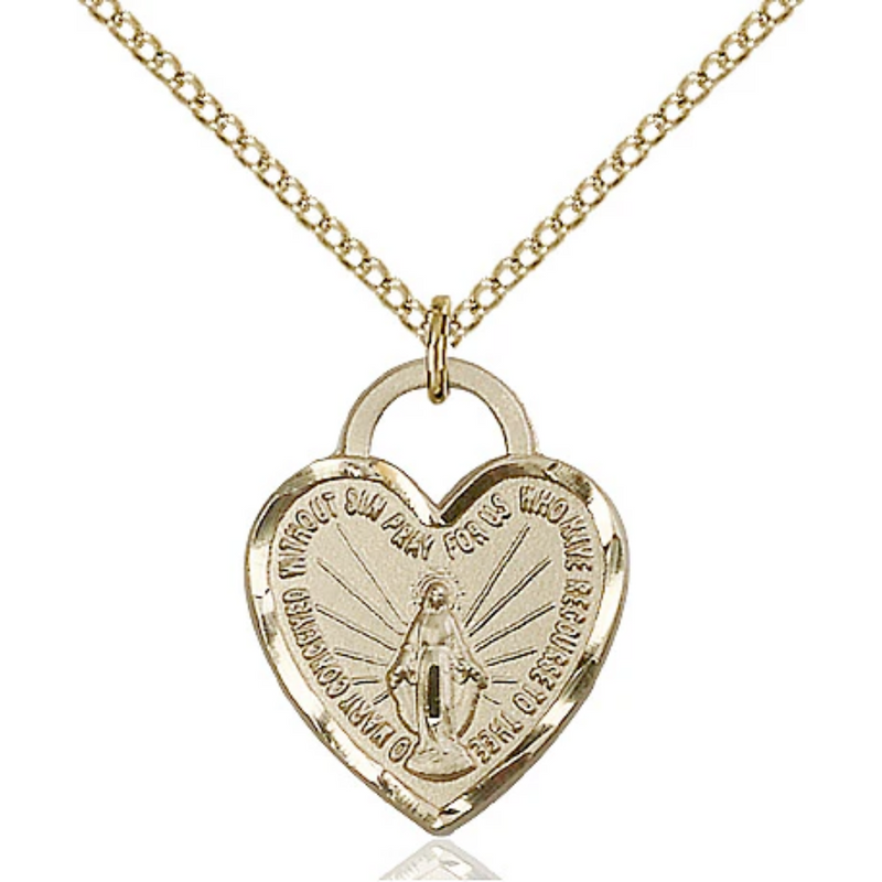Miraculous Medal Necklace Gold Filled 18"
