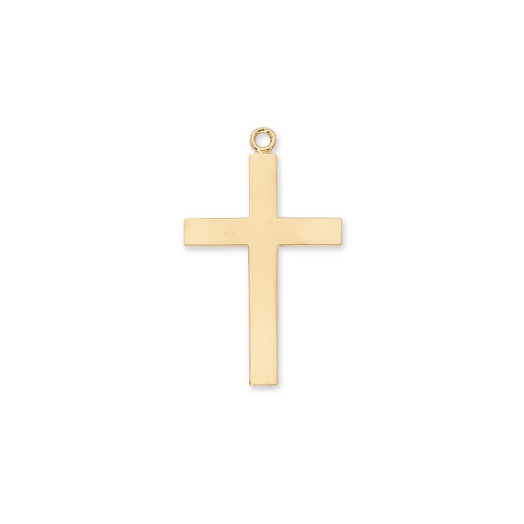 Our Lady of Lourdes Prayer Cross Necklace - Gold over Sterling