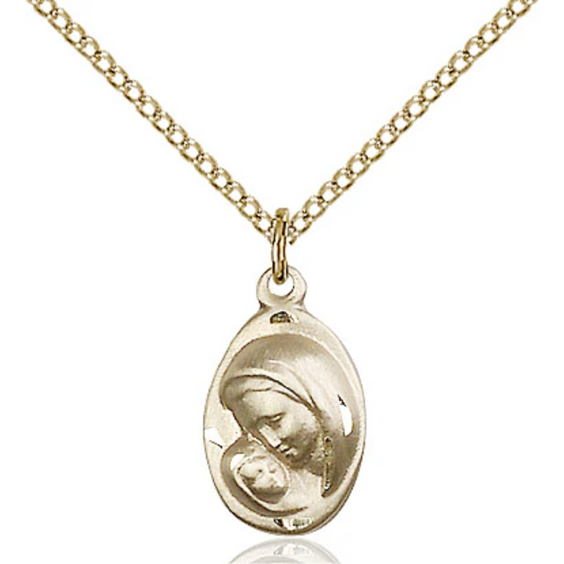 Madonna and Child Necklace Gold Filled 18"