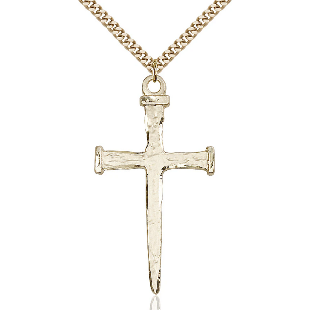 Nail Cross Necklace Gold Filled 24"