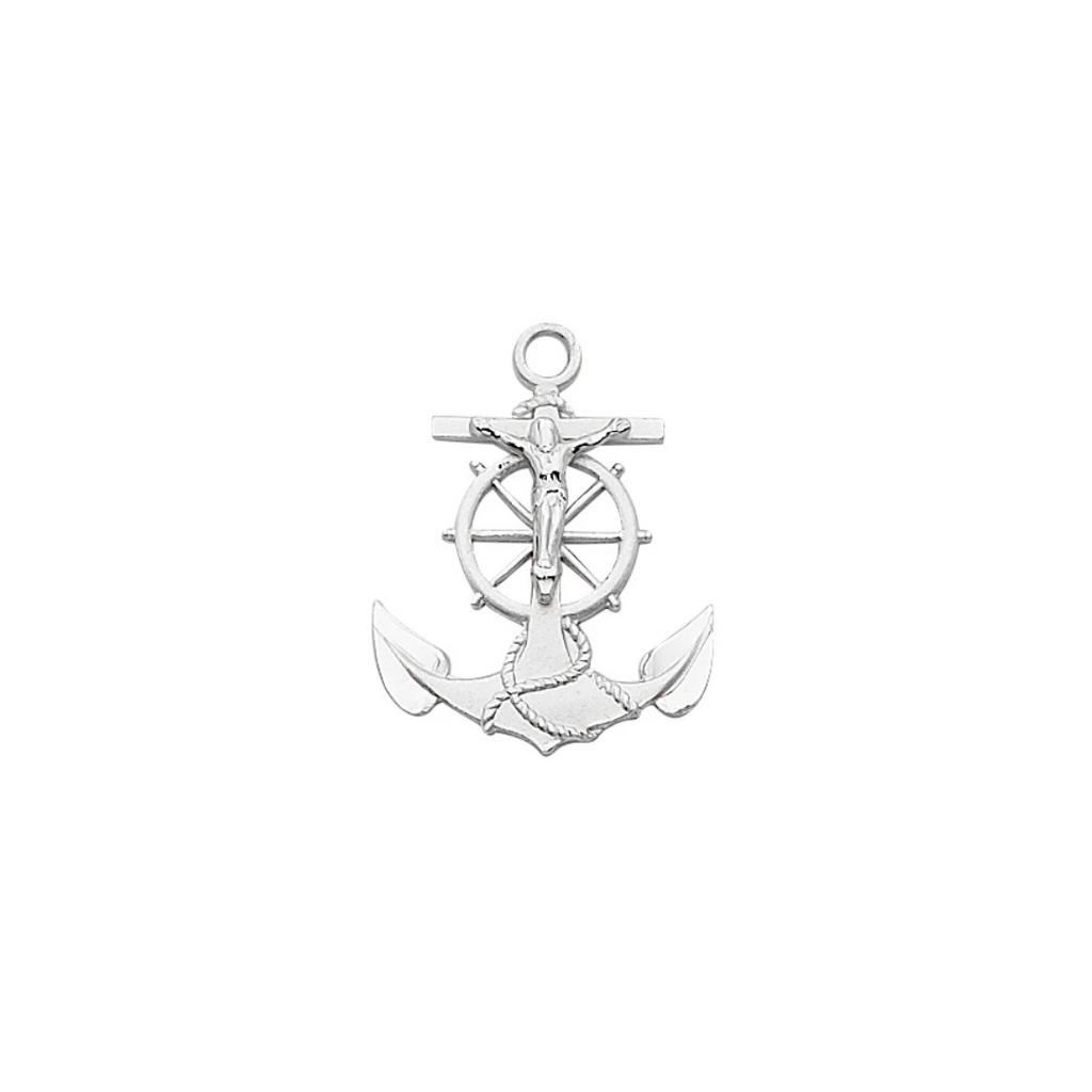 Crucifix Anchor Necklace - Sterling Silver