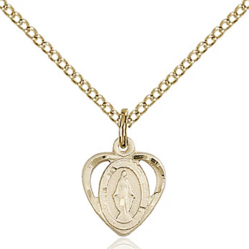 Miraculous Medal Necklace Gold Filled 18"